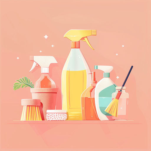 Realistic cleaning illustration on pastel peach background