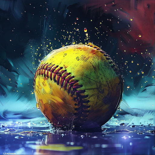 Softball clipart with random flat background, high saturation