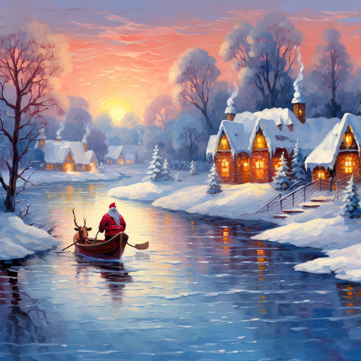 Christmas clipart in the style of oil painting, on white background