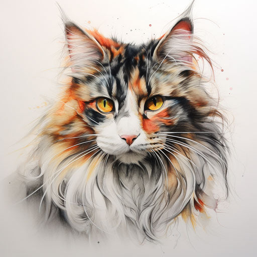 Drawing of Norwegian forest cat