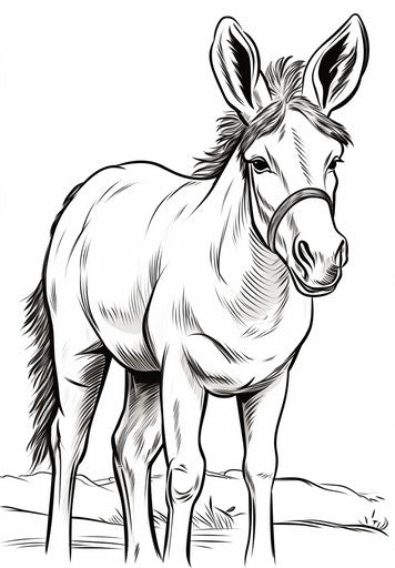 Cartoon donkey coloring pages, in the style of intaglio, tondo 23:33