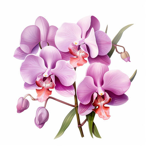Orchid art in the style of Oil painting, on white background