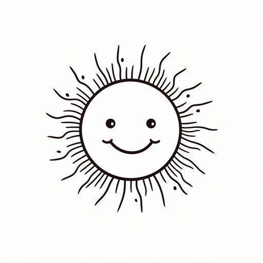 Smiling sun in simplified lines