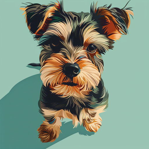 Cute dog clipart in realistic style on flat turquoise background