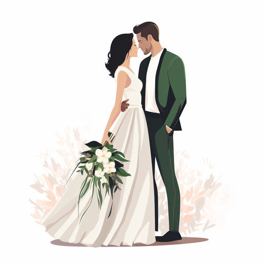 Wedding clipart in Minimalist style, on white background
