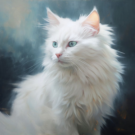 Oil painting of white cat