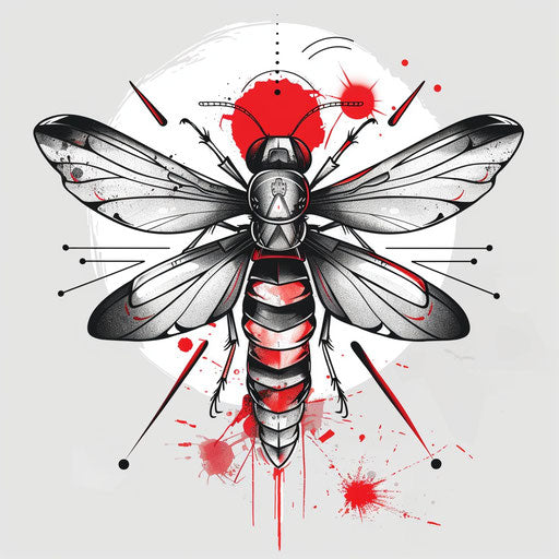 Bold and graphic tattoo sketch of a firefly