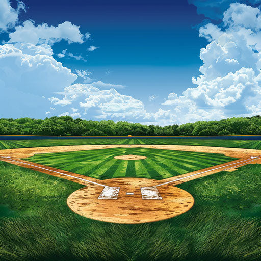 Photo realistic baseball field clipart with vibrant tones