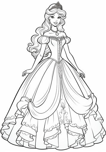 Princess Barbie Coloring Pages in the Style of Tamron SP 70-200mm f/2.8 Di VC USD G2, Albert Joseph Moore, Tanya Shatseva, Hercules Seghers, Grotesque, Simplistic Cartoon, Carving 23:33