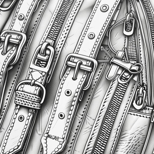Zippers and buckles of a backpack