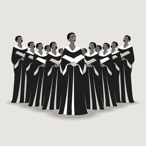 Metallic silver background supports realistic choir clipart