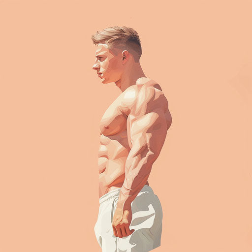 Realistic muscle clipart on flat pastel peach background