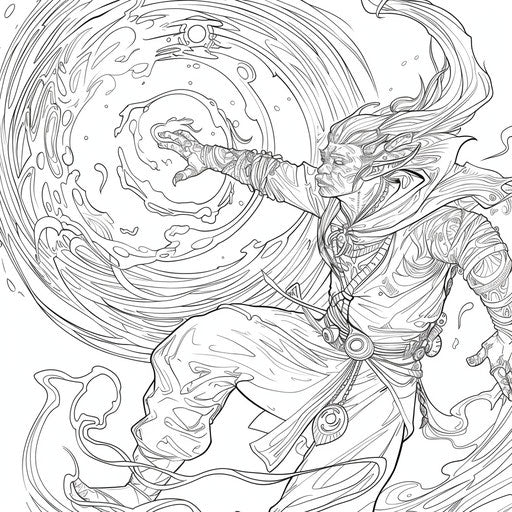 Magical elf casting a spell with swirling magical energy