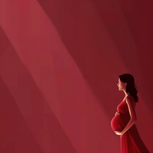 Flat deep maroon background supporting pregnant woman clipart