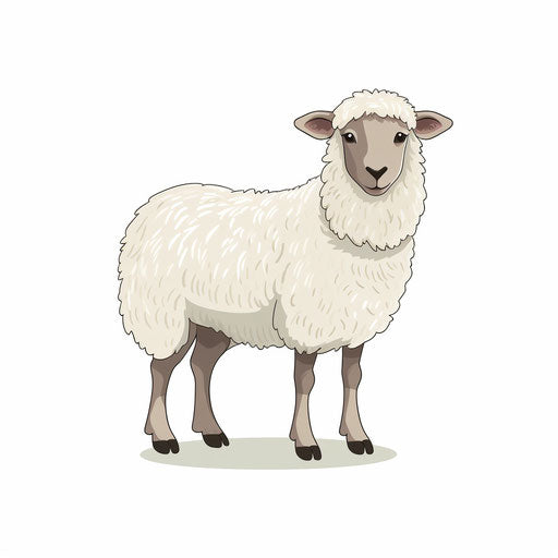Minimalist sheep illustration on white background