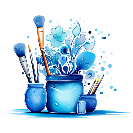 Blue clipart in the style of Pastel Colors Art, on a white background