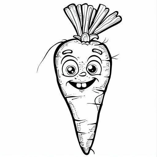 Whimsical cartoon carrot with smiling face