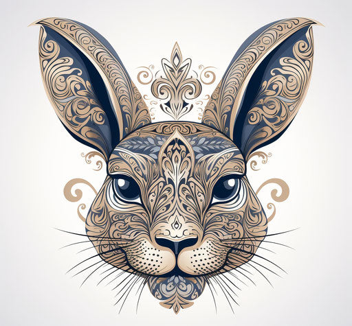 Simple bunny head coloring sheet, intricate engravings style, beige and gray