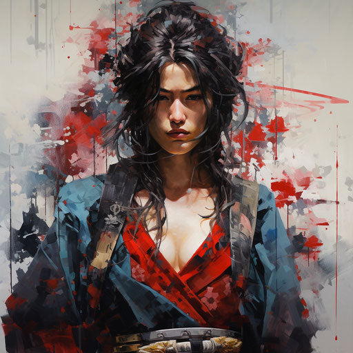 Samurai warrior, Etam Cru style, stark visuals