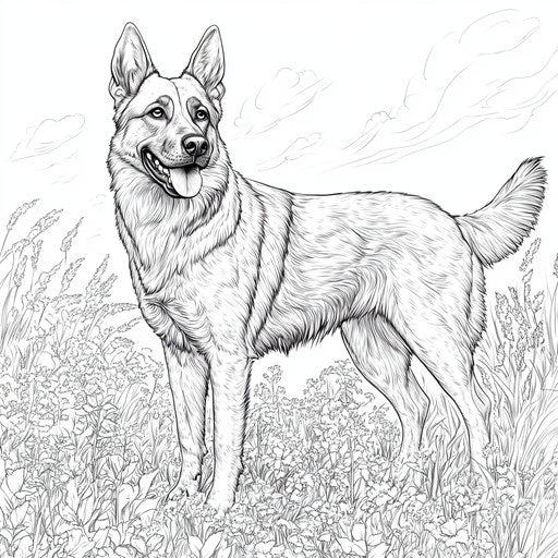 Learning Through German Shepherd Coloring Page