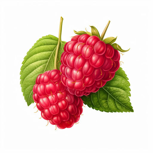 Raspberry illustration in the style of oil painting, on white background