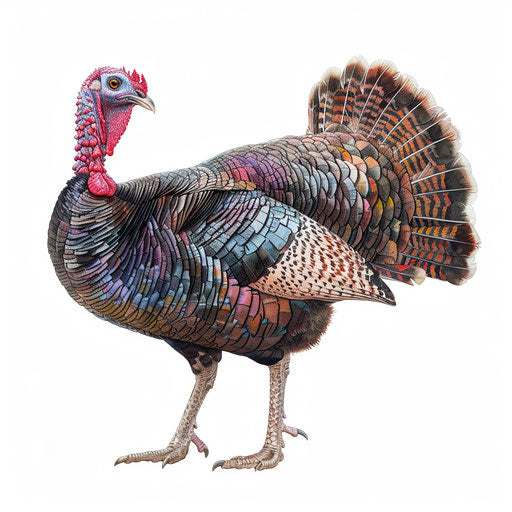 Realistic clip art of a turkey with smooth finishes and vibrant hues