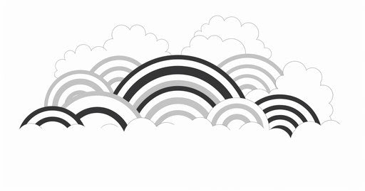 Rainbow coloring pages in paper cut-out style