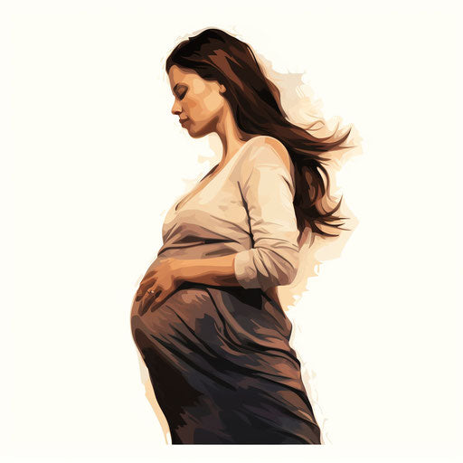 Pregnant Woman Art in Chiaroscuro Style on White Background