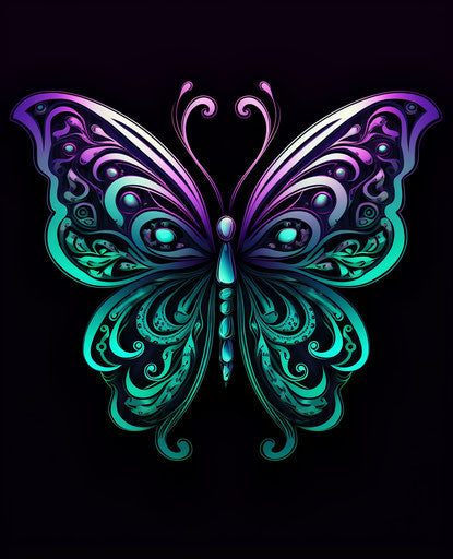 Mythical butterfly: simple violet and black designs