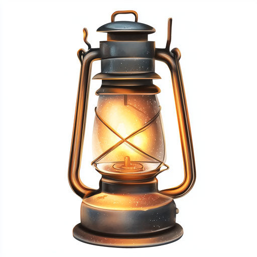 Realistic camping lantern clipart, high resolution, isolated