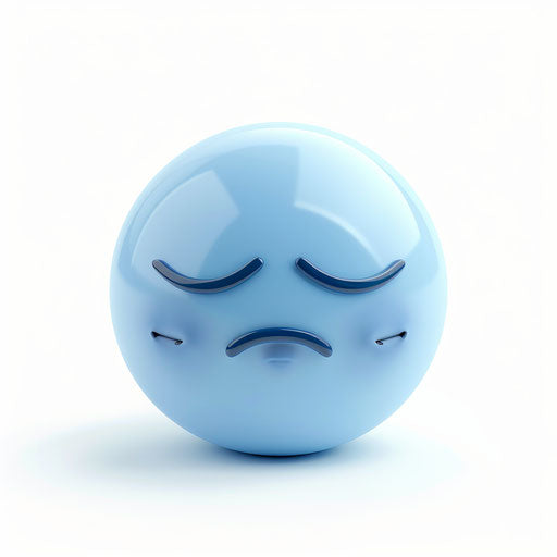 Blue sad sphere on white background