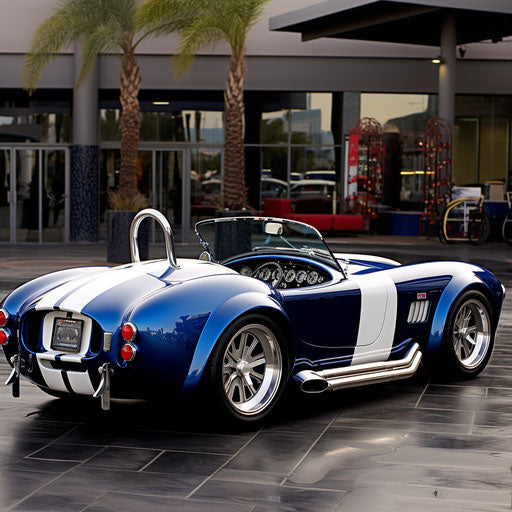 AC Shelby Cobra car with larger exhausts