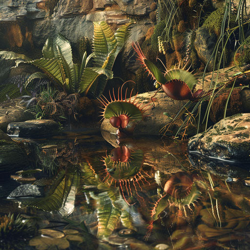 Carnivorous plant by a stream