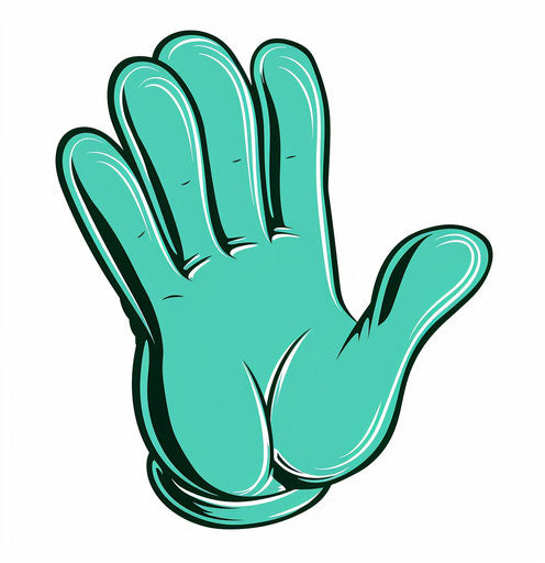 Mickey Mouse hand shape, turquoise on black