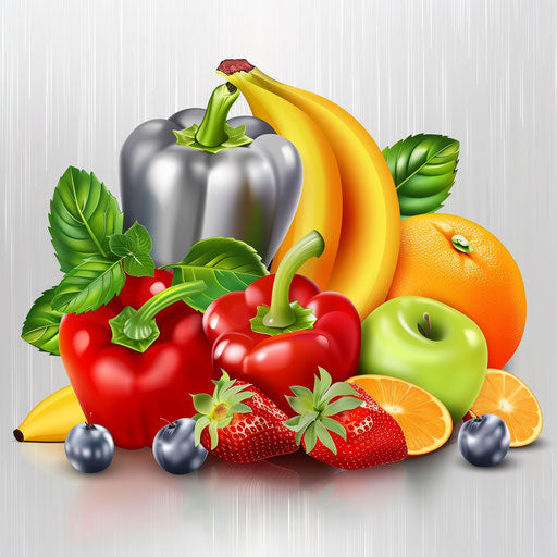 Flat metallic silver background for realistic healthy food clipart
