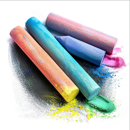 Chalk clipart in a photo realistic style on flat white background