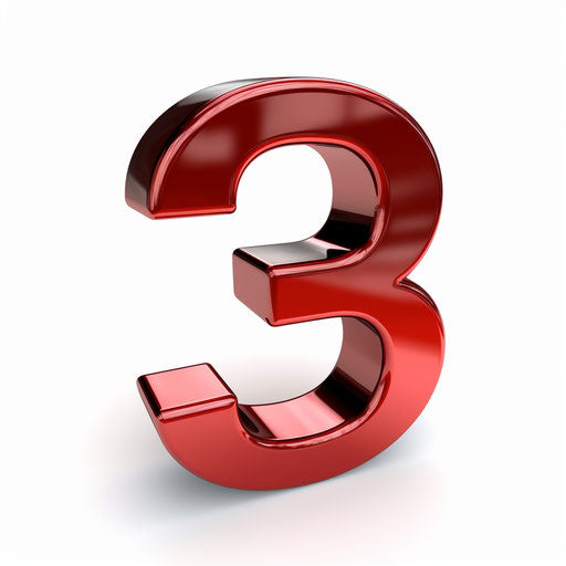 Minimalist Style Number 3 Clipart on White Background