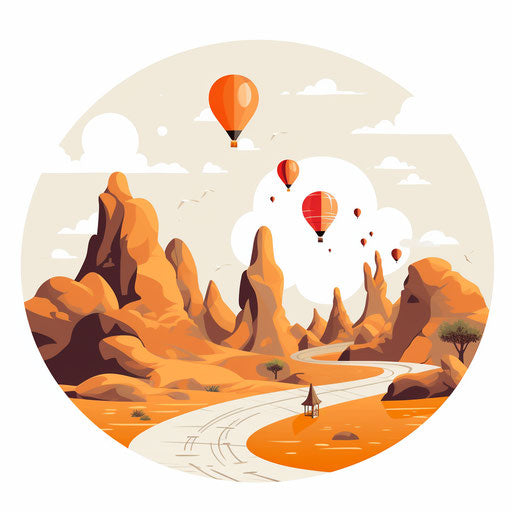 Journey in Minimalist Style on White Background