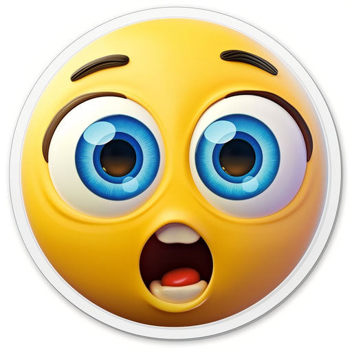 Yellow emoji with big blue eyes and surprised open mouth