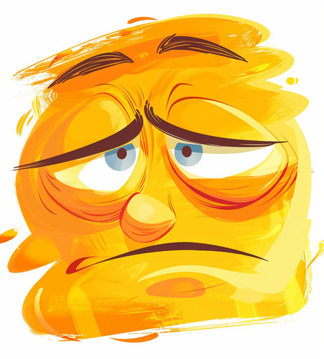Emoticion face sad, jerry pinkney style, light blue yellow