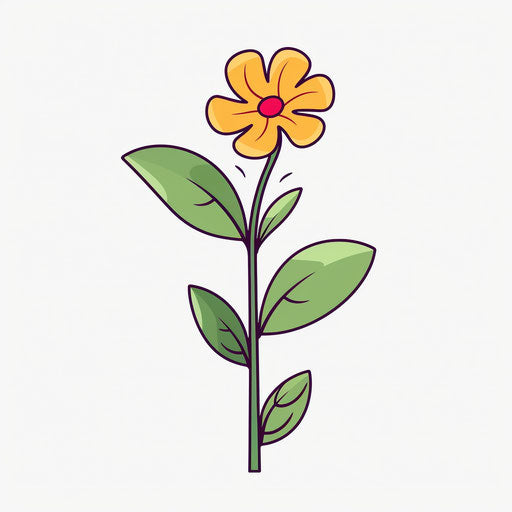 Cartoon flower in Minimalist style, on white background