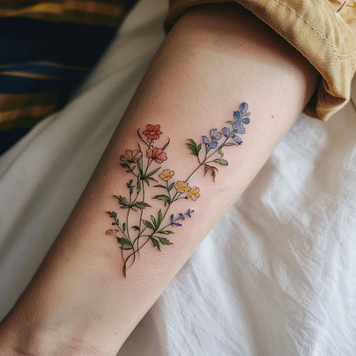 Wildflower tattoos in a Japanese art style