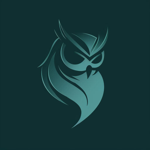 Elegant smart logo with a stylized owl on dark teal background