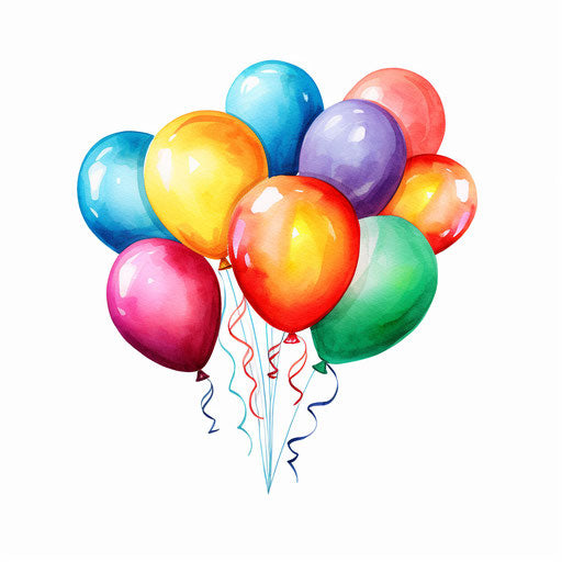 Birthday balloons in Chiaroscuro Art style on white background