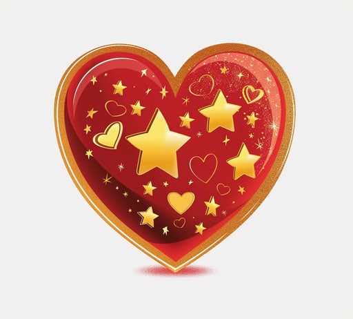 Red heart with gold stars