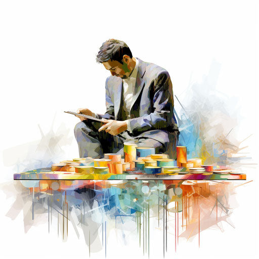 Finance clipart in the style of Impressionistic Art on white background