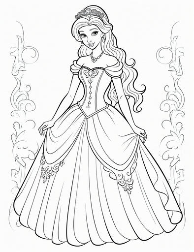 Disney princess with long hair coloring pages