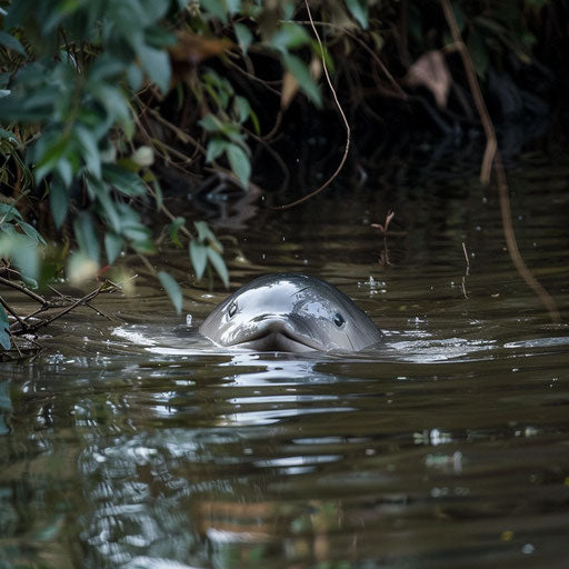 Curious river dolphin nearing the surface