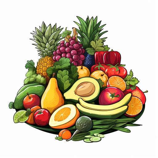 Nutrition illustration in the style of Chiaroscuro Art, on a white background