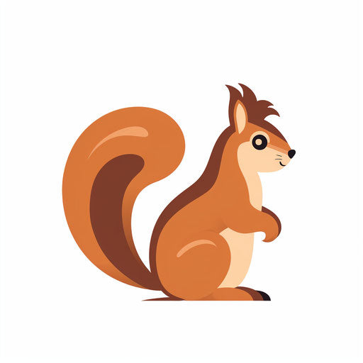 Squirrel artwork in Minimalist style, white backdrop